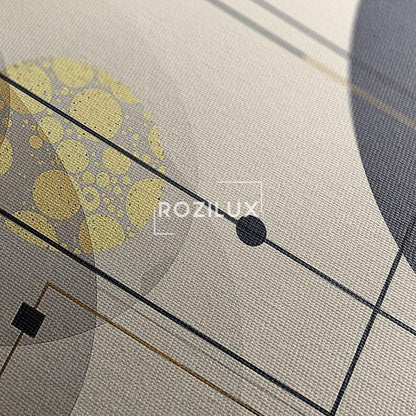 Abstract Geometric Art Canvas Print | Modern Circle Line Wall Decor | Neutral Gold Blue Minimalist Home Decor