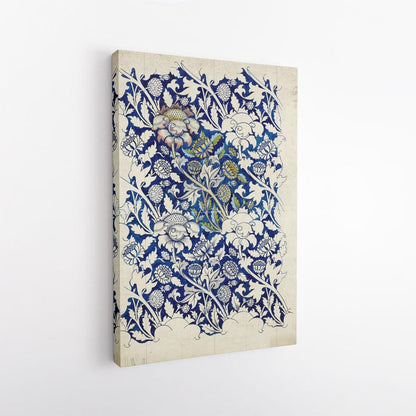 William Morris Vintage Blue Floral Pattern Canvas Print | Botanical Arts and Crafts Wall Art