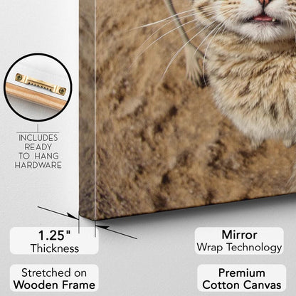 Funny Cat Selfie with Aliens Canvas Print, Humorous Sci-Fi Desert Wall Art Decor, Quirky Gift for Cat & Sci-Fi Lovers