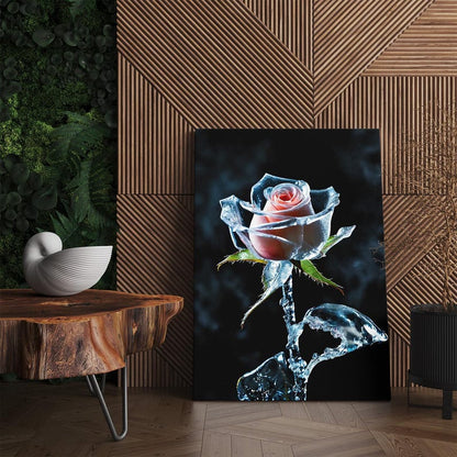 Frozen Rose Canvas Print, Ice Flower Wall Art, Pink Floral Photography Print, Unique Nature Art