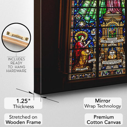 Stained Glass Religious Art Print, Christian Church Cathedral Window Canvas, Vibrant Spiritual Wall Decor