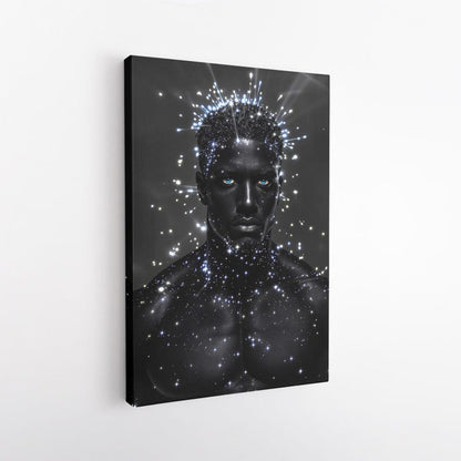 Cosmic Man Canvas Print, Galaxy Body Stars Wall Art, Celestial Modern Fantasy Decor, Unique Gift for Him