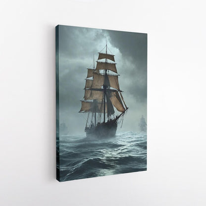 Epic Tall Ship Canvas Print, Stormy Sea Sailing Art, Nautical Wall Decor