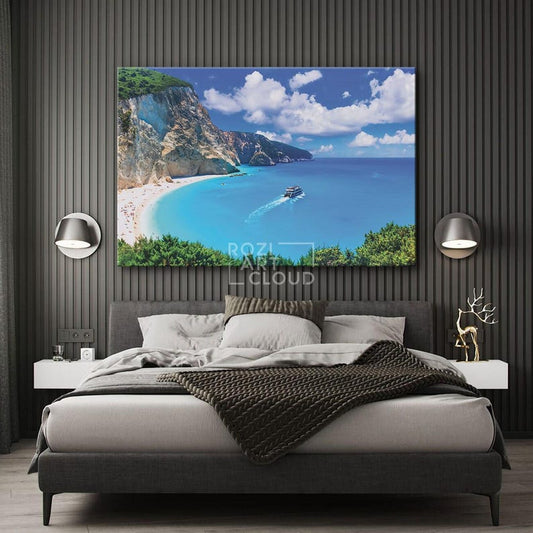 Extra large ocean beach wall art, framed canvas print, best friend gift, living room decor
