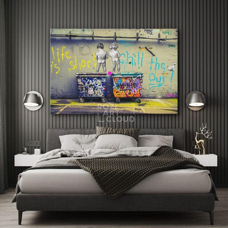 Banksy wall art print, street art prints, graffiti canvas art, high quality artwork, best friend gift, home decor modern art