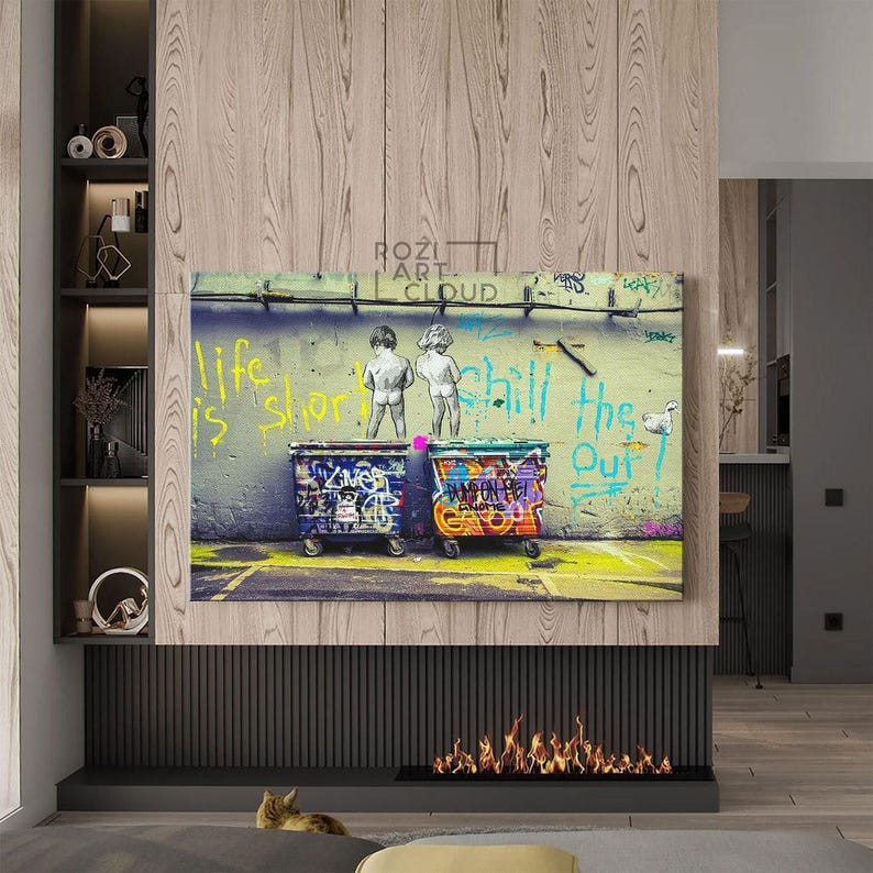 Banksy wall art print, street art prints, graffiti canvas art, high quality artwork, best friend gift, home decor modern art