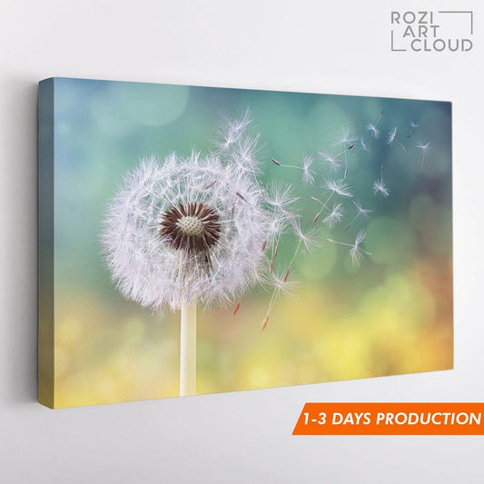 Dandelion canvas art, flowers print decor, botanical wall art, nature wall decor, teen room decorations