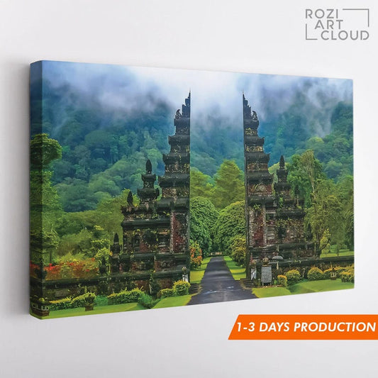 Bali temple wall art, temple wall art, indonesia canvas print, lempuyang poster, luhur temple art, bali landscape canvas, bali temple luhur
