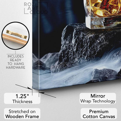 Man cave Whiskey glass wall decor poster prints, artwork for living room, kitchen interior decor, framed canvas prints, modern art