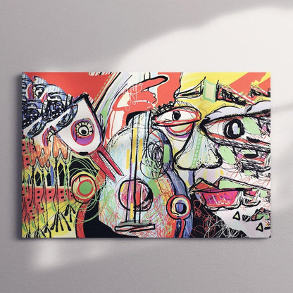 Pablo picasso style abstract wall art print, framed extra large modern contemporary art, mid century wall decor for living room,