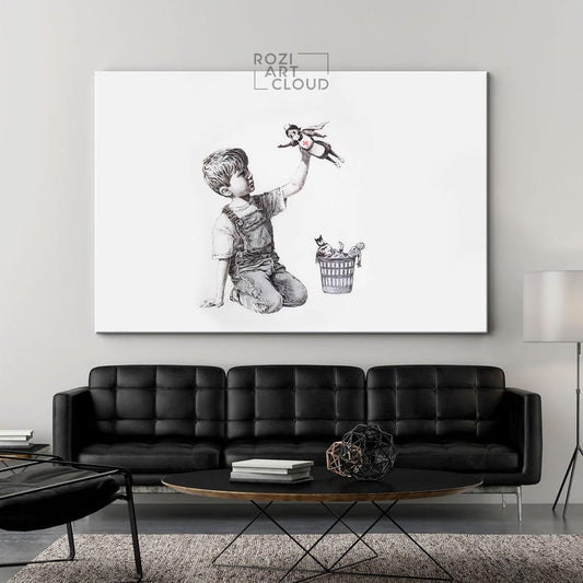 Banksy wall art print, graffiti canvas art, street art prints, best friend gift, home decor modern art, high quality artwork