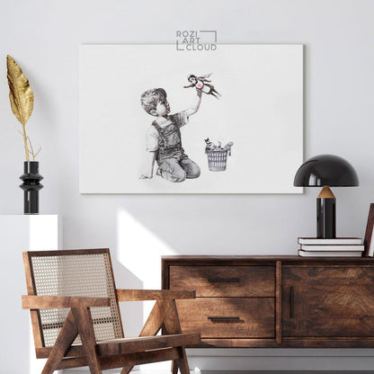 Banksy wall art print, graffiti canvas art, street art prints, best friend gift, home decor modern art, high quality artwork