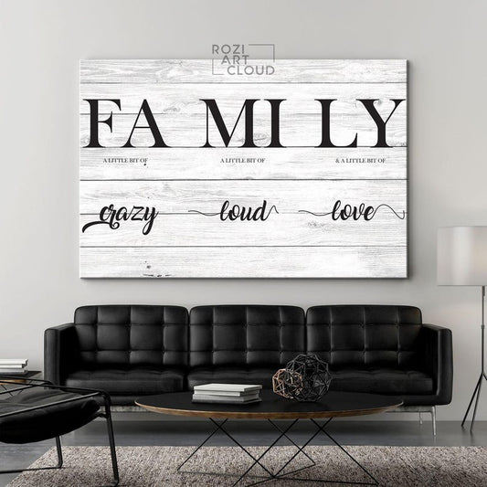 Family quote wall art, typography canvas print, minimalist wall art, above bed decor, vintage art poster