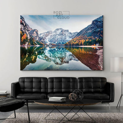 Mountain autumn wall decor, italy nature art prints, lake house decor, bedroom framed art, modern contemporary living room decor