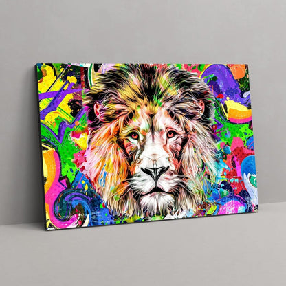 Lion abstract wall art, colorful canvas print, animal art print, large modern art, wall decor living room, best friend gifts