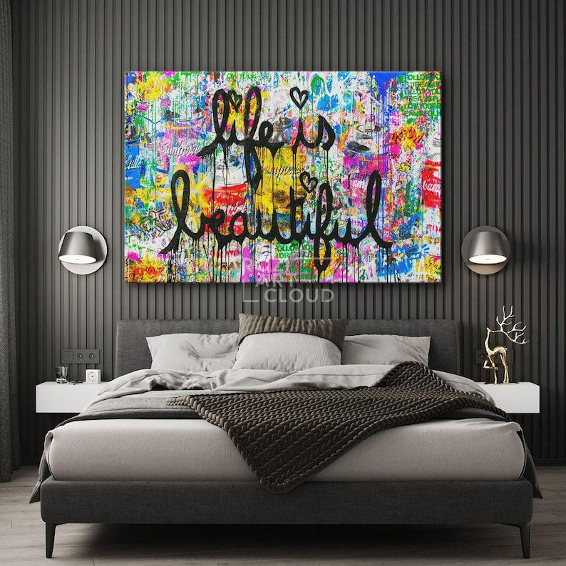 Banksy wall art print, graffiti canvas art, street art prints, best friend gift, home decor modern art, high quality artwork