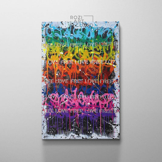 Minimalist wall art, modern abstract graffiti street art trendy