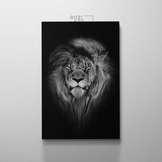 Lion wall art, black and white canvas print, modern wall art for living room, animal art print, friend gifts, elegant room decor