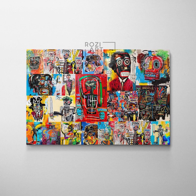 Abstract graffiti street art wall art poster print, extra large framed canvas artwork, colorful abstract prints