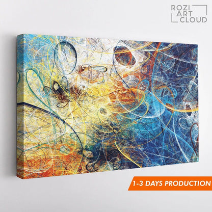 Graphic design wall art, colorful abstract canvas print, futuristic art print, large modern art, wall decor living room