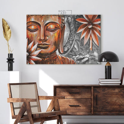 Buddha statue wall art, zen wall decor, spirtual poster, contemporary art prints, modern wall art decor, painting on canvas