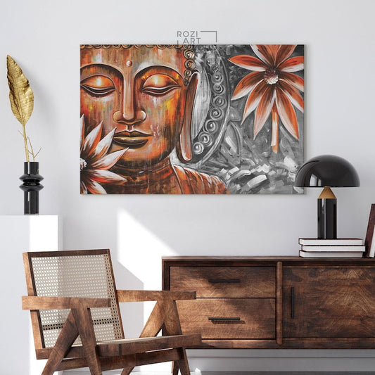 Buddha statue wall art, zen wall decor, spirtual poster, contemporary art prints, modern wall art decor, painting on canvas