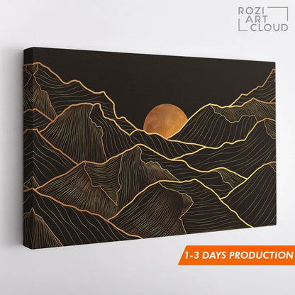 Mountain canvas wall art, sunset curve art prints, large modern art, contemporary house interior decor, best friend gifts
