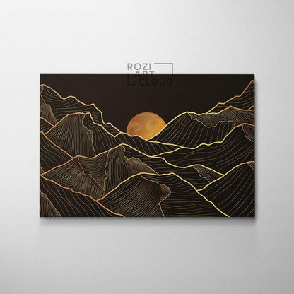 Mountain canvas wall art, sunset curve art prints, large modern art, contemporary house interior decor, best friend gifts