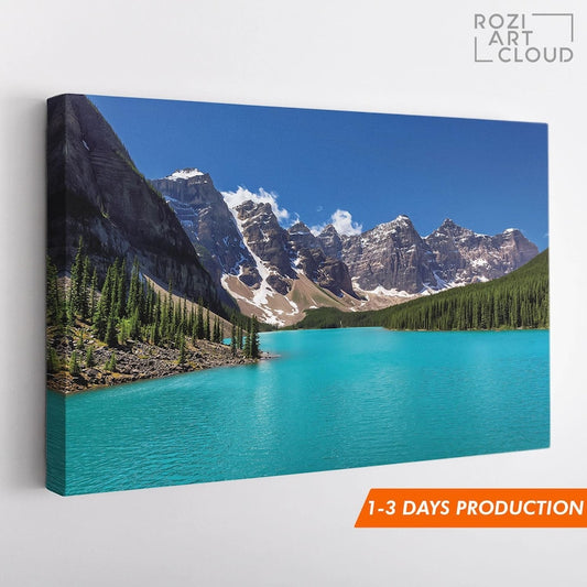 Banff national park poster prints, turquoise lake canvas, mountain wall art, canada nature art prints, modern living room decor