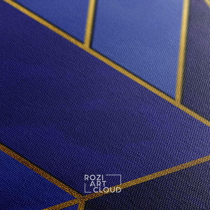 Geometric abstract canvas print, blue and gold abstract minimalist wall art framed canvas print, modern poster print home decor