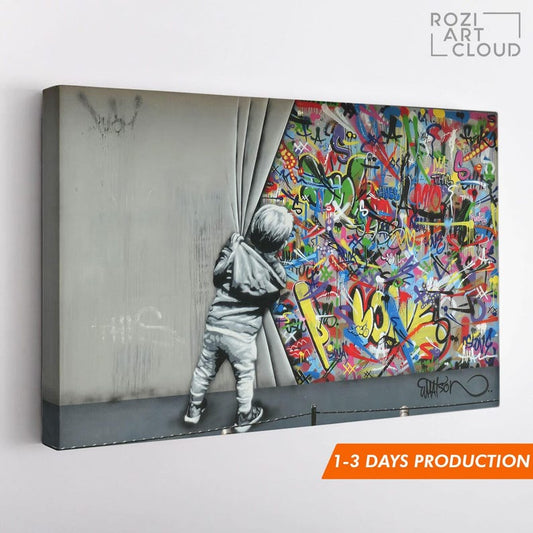 Banksy wall art print, graffiti canvas art, home decor modern art, high quality artwork, street art prints, best friend gift