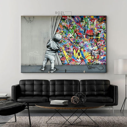 Banksy wall art print, graffiti canvas art, home decor modern art, high quality artwork, street art prints, best friend gift