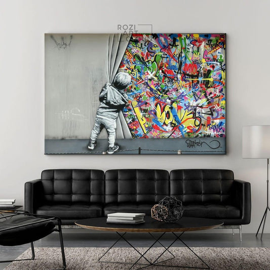 Banksy wall art print, graffiti canvas art, home decor modern art, high quality artwork, street art prints, best friend gift