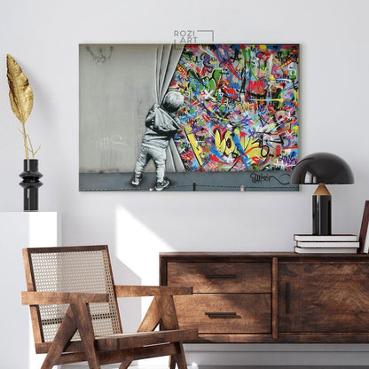Banksy wall art print, graffiti canvas art, home decor modern art, high quality artwork, street art prints, best friend gift