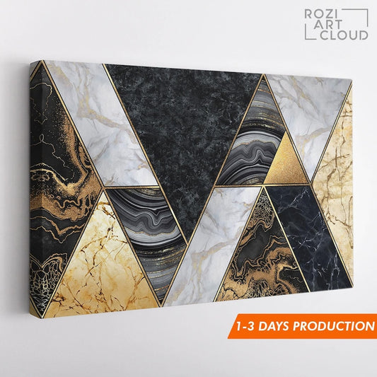 Black and gold wall art, abstract marble canvas art, artwork for living room, contemporary art prints, large modern art, home gift