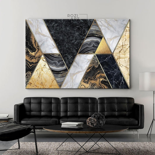 Black and gold wall art, abstract marble canvas art, artwork for living room, contemporary art prints, large modern art, home gift