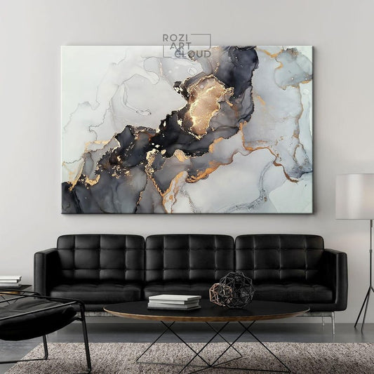Minimalist wall art, abstract black and white