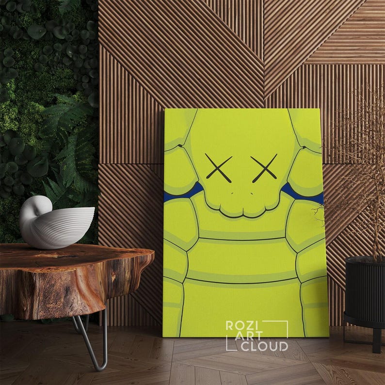 Hypebeast kaw kawaii wall art canvas print, kaw poster room decor, trendy minimalist art, urban pop culture man cave decor, stylish gift