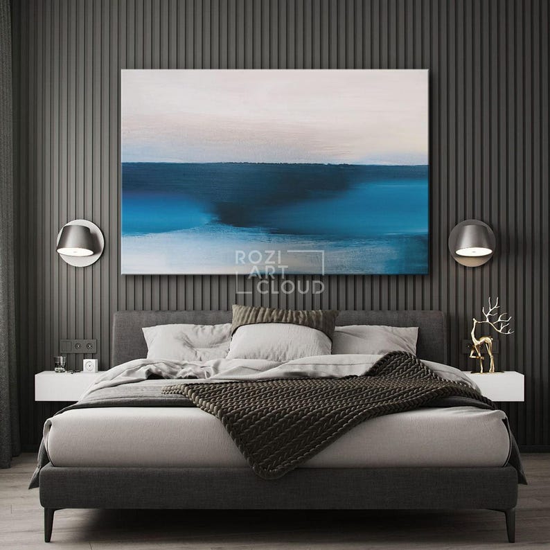 Blue & white abstract wall art