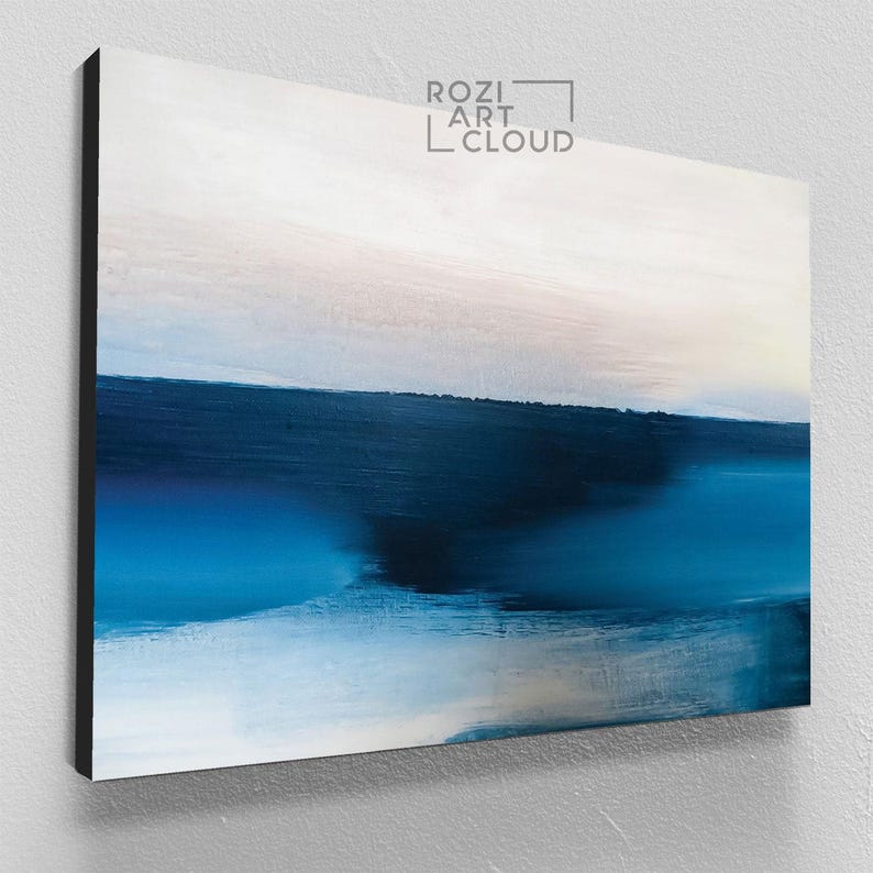 Blue & white abstract wall art
