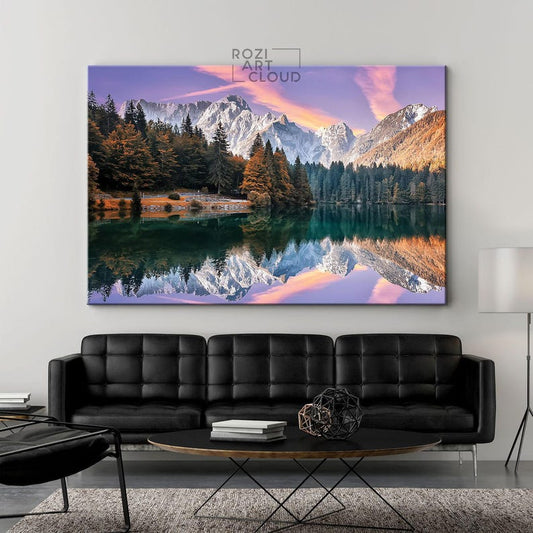Mountain autumn wall art, italy nature art prints, modern contemporary living room decor, bedroom framed art, lake house decor