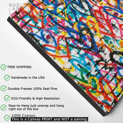 Abstract love wall prints canvas poster for bedroom, street art canvas, pop culture canvas decor, guest room interior, pop art