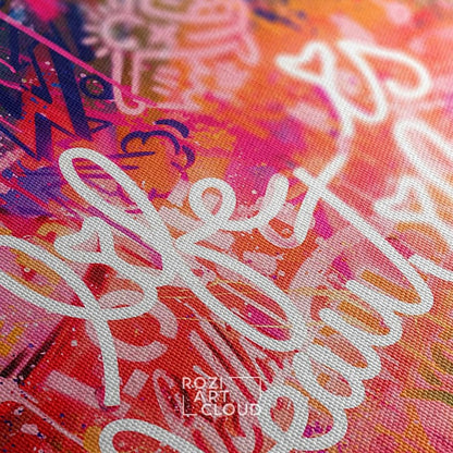Graffiti art for home, life is beautiful quote decor, graffiti wall canvas, modern office interior, street art print