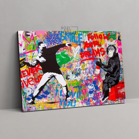 Motivational canvas art, graffiti art print, colorful room decor, abstract wall art, artwork for living room