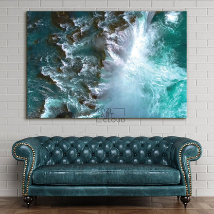 Ocean framed wall art, nature canvas print, colorful room decor, abstract wall art