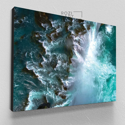 Ocean framed wall art, nature canvas print, colorful room decor, abstract wall art