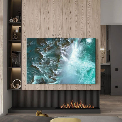 Ocean framed wall art, nature canvas print, colorful room decor, abstract wall art