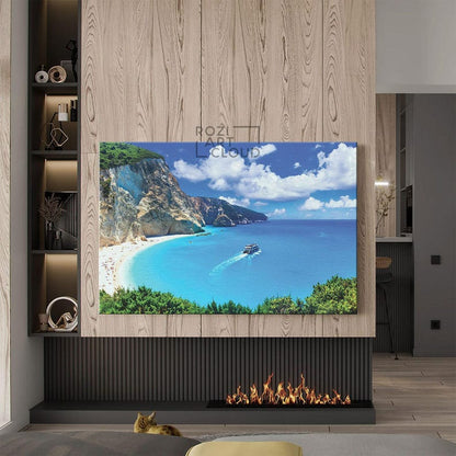 Extra large ocean beach wall art, framed canvas print, best friend gift, living room decor