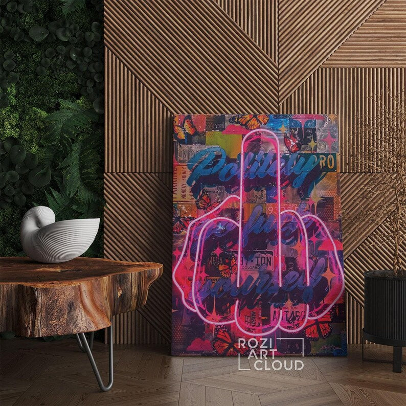 Graffiti street art prints, street art canvas, abstract home office interior, trendy room canvas, best friend gift, oversized wall art