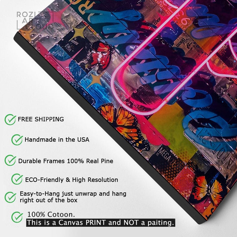 Graffiti street art prints, street art canvas, abstract home office interior, trendy room canvas, best friend gift, oversized wall art